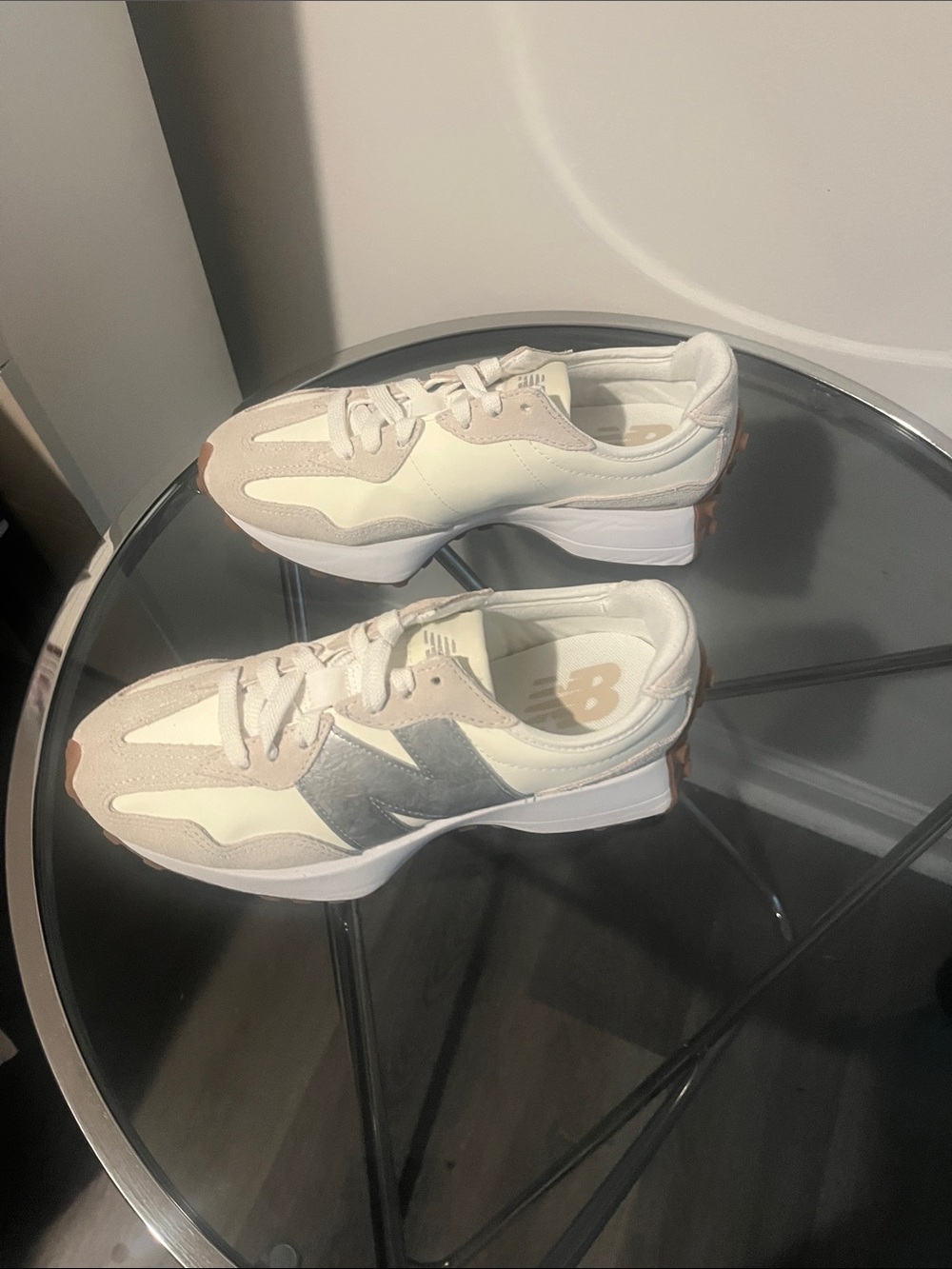 New Balance Women's Cream, Silver & Tan Retro Runner Sneakers